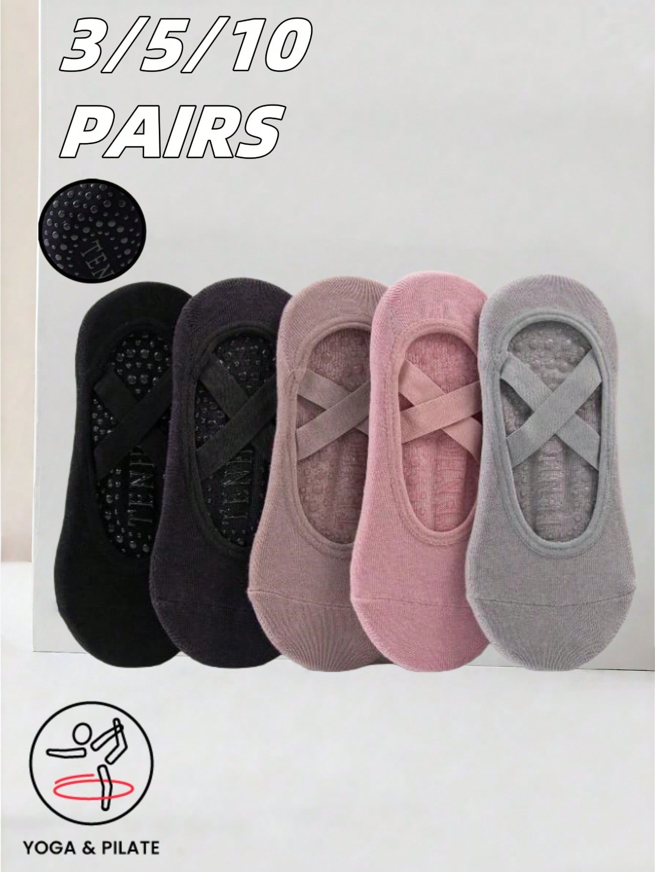 Pilates Yoga Grip Socks - Anti-slip silicone sole yoga socks with