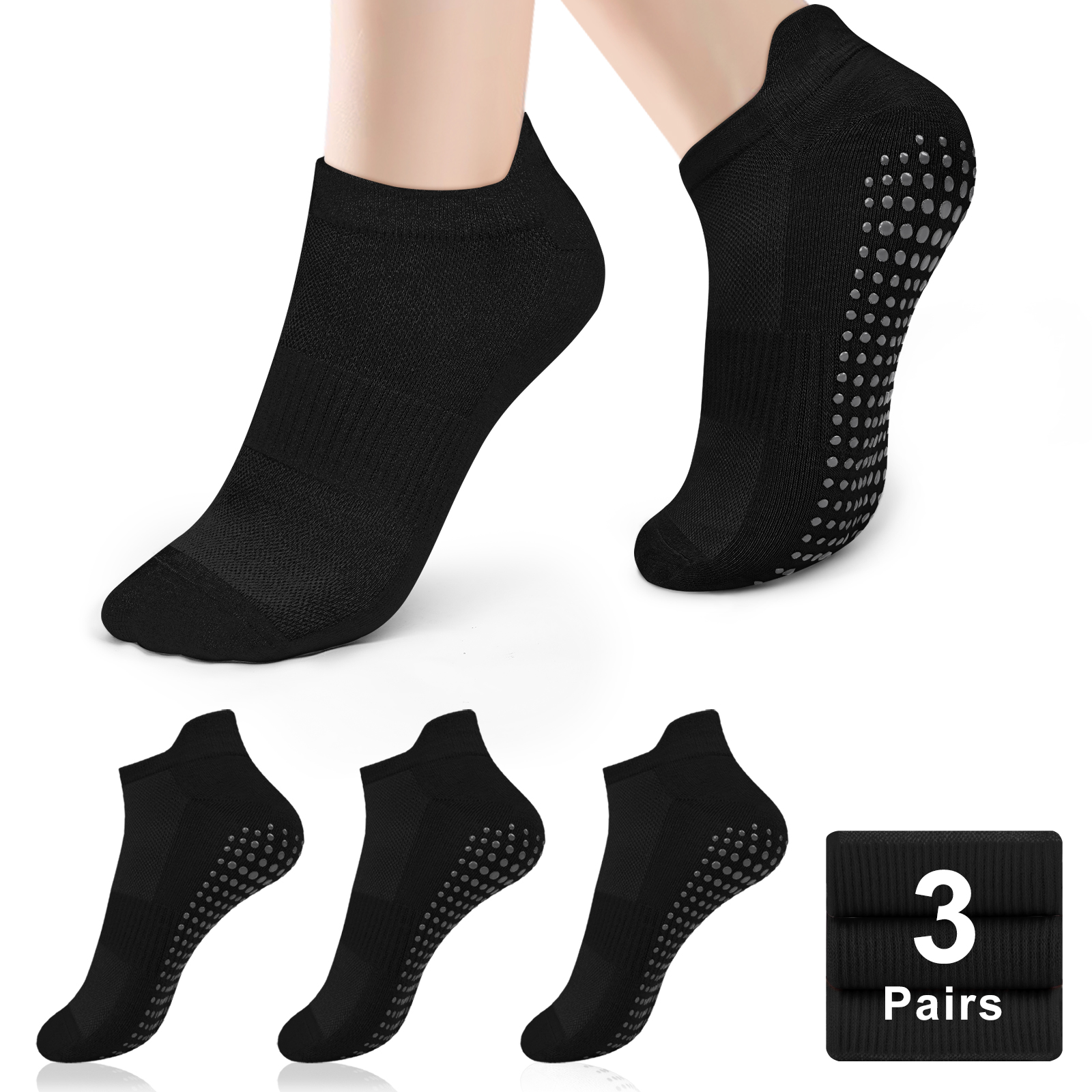 Pilates With Yoga - 3 Pairs Yoga Socks Women Cotton