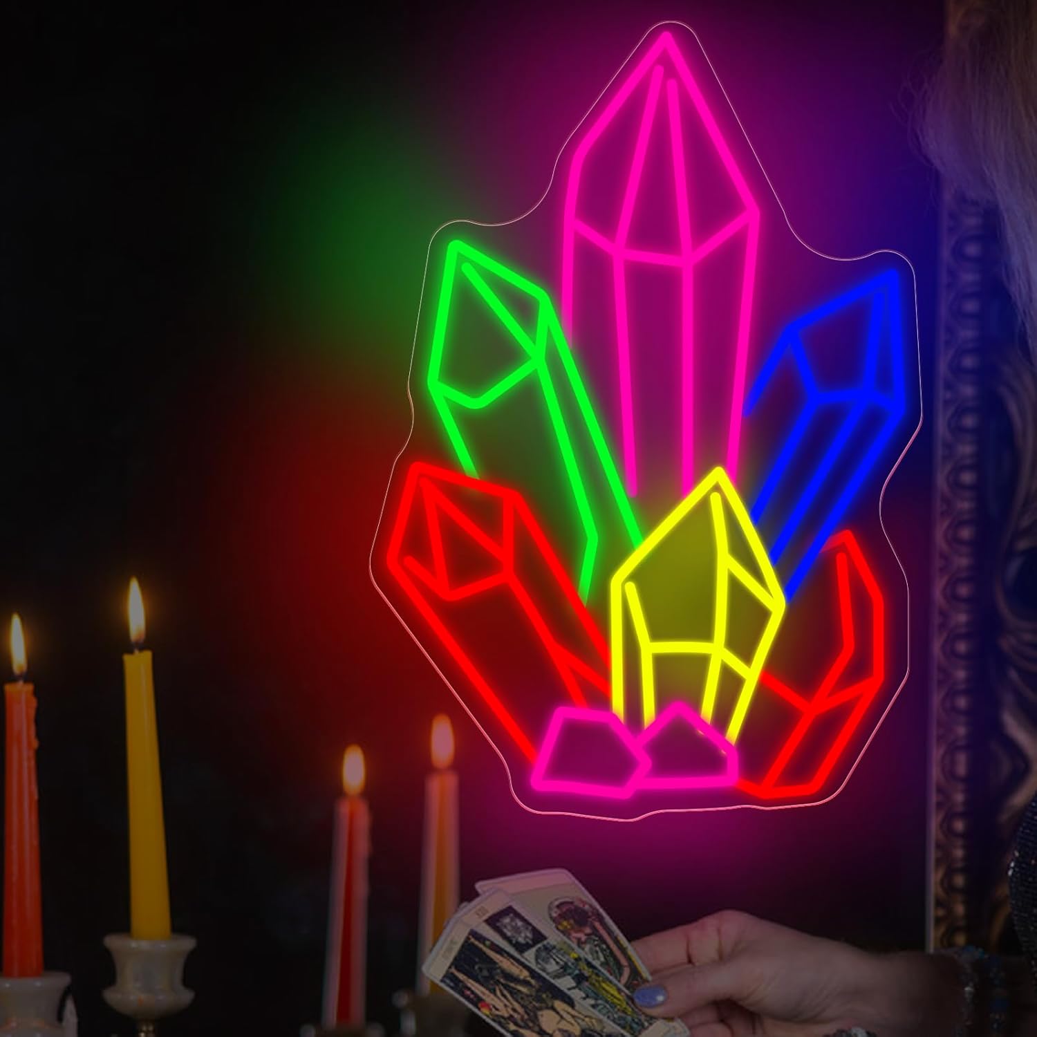 Crystals Stones Tarot Neon Sig - Pilates And Yoga Studio recensione e prezzo