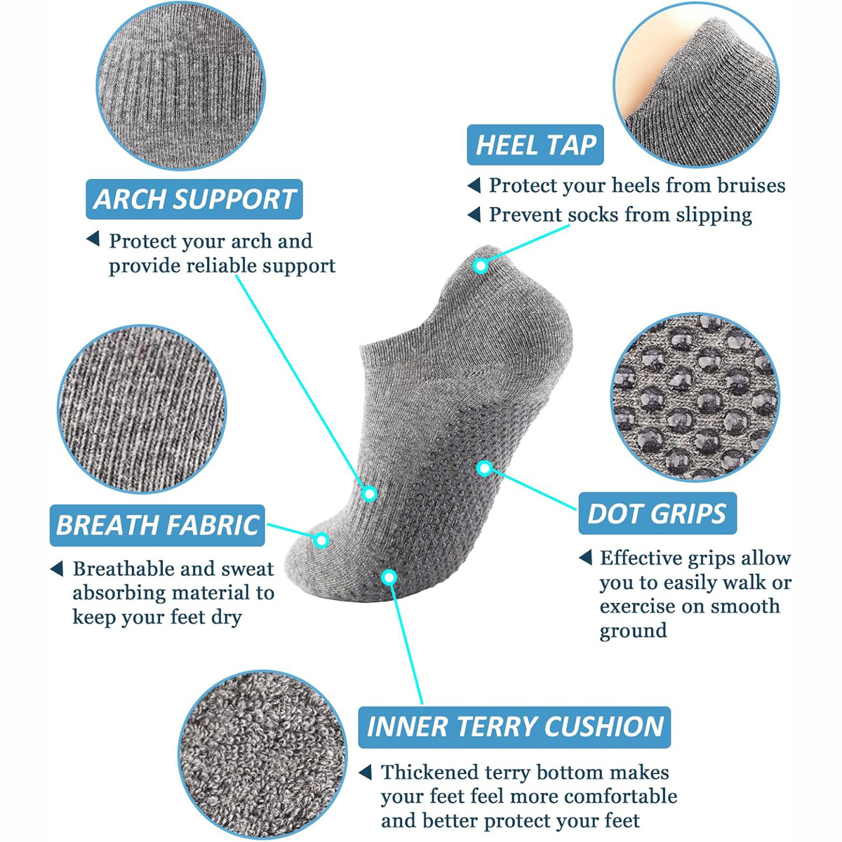 6 Pairs Yoga Socks for Women P - Pilates Yoga Grip Socks recensione e prezzo