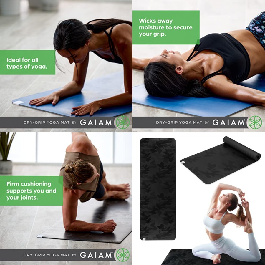Dry-Grip Yoga Mat - 5mm Thick  - Pilates Yoga Or recensione e prezzo